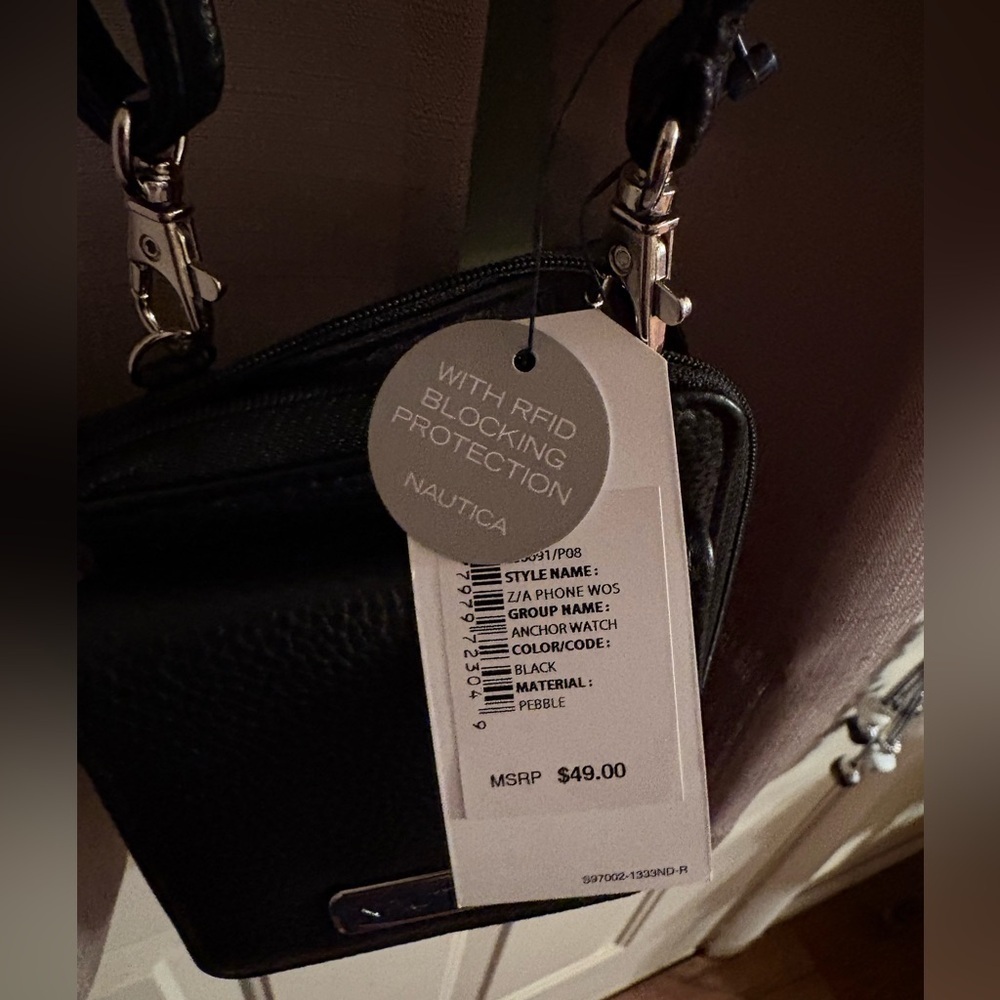Nautica black wallet and cell phone case with adjustable strap. - Picture 7 of 7